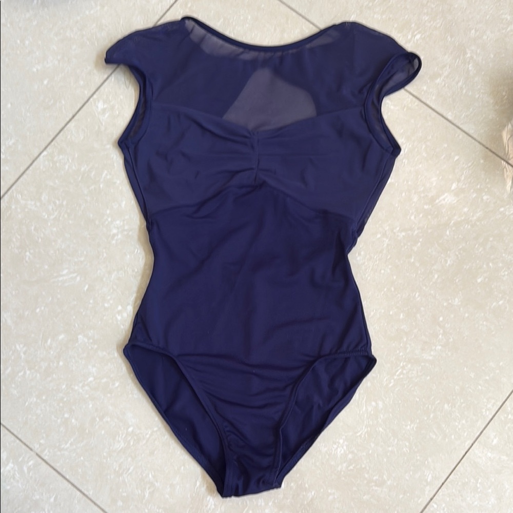 Navy Blue Mesh Detail Bodysuit